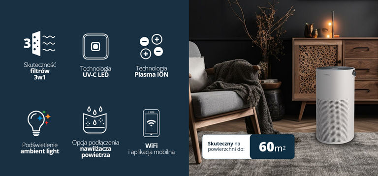 Oczyszczacz powietrza Vestfrost VP-A1S60WH do 60m2 (6)